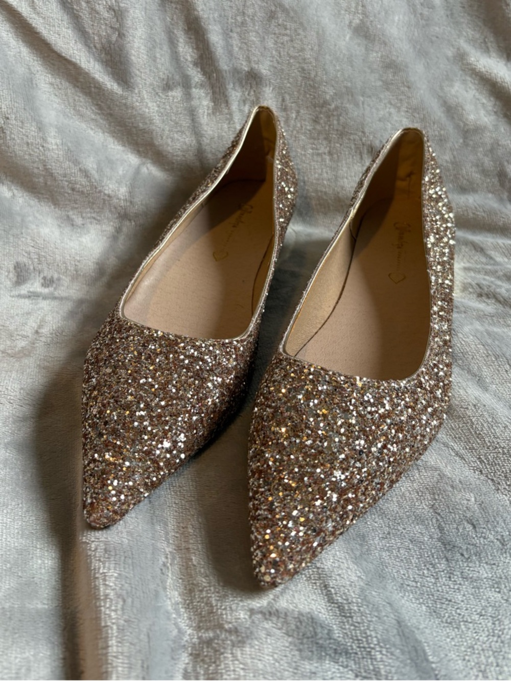 Glitter Pointed Toe Flats - Gold NWOT